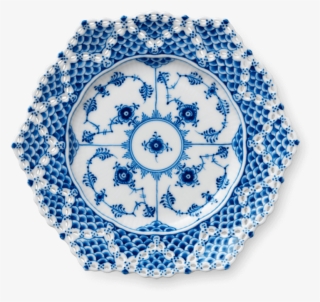 Blue Fluted Full Lace Plate With Double Lace Border - Plate