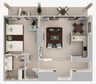 One-bedroom Villa Suite - Bed Pic Png Top View