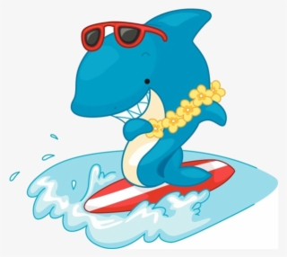 Shark Surfing Cartoon Free Frame Clipart - Stock Photography