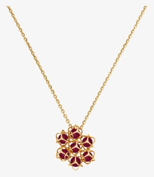 'embrace' Flower Necklace 18ct Gold And Garnet - Necklace