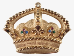 Napier Golden Rhinestone Crown Pin Brooch Jewelry Crowns - Tiara