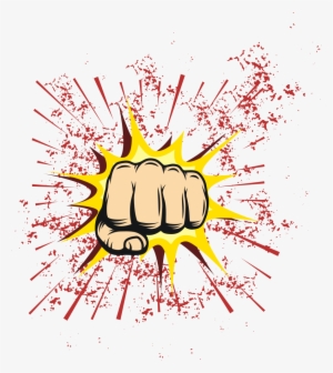Banner Library Cartoon Illustration Fists And Explosions - Cartoon Fist
