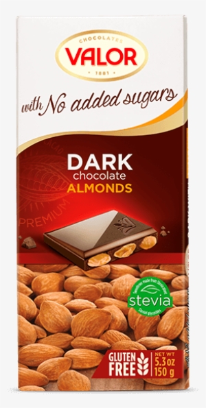 Dark Chocolate With Almonds No Sugar Added 150 G - Chocolate Valor Con Almendras Sin Azucar