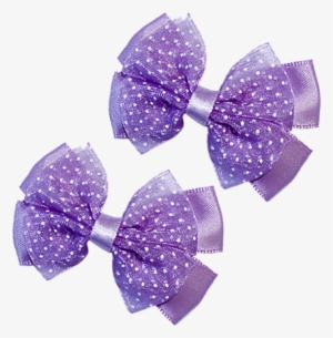 Purple Hair Clips With Bow - Satin