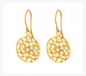 Mosaic Round Frame Drops Gold - Earring