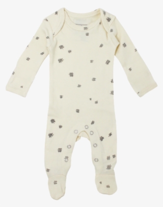 L'oved Baby, Baby Beige Crosshatch Sleeper - Polka Dot