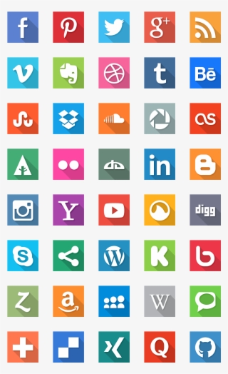 Social Media Icons With Hover Effect - Social Media Logo Flat