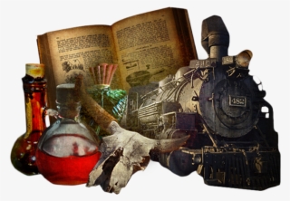 Alchemy Book And Potions - Glass Bottle