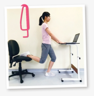 Standing Thigh Stretching Exercise - Office Chair