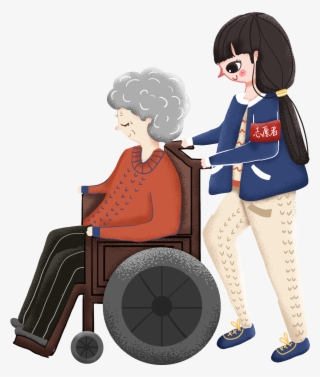 Retro Hand Drawn Illustration Caring Elderly Png And - Portable Network Graphics