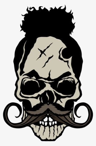 tee-shirt tete de mort hipster crane skull moustache - illustration