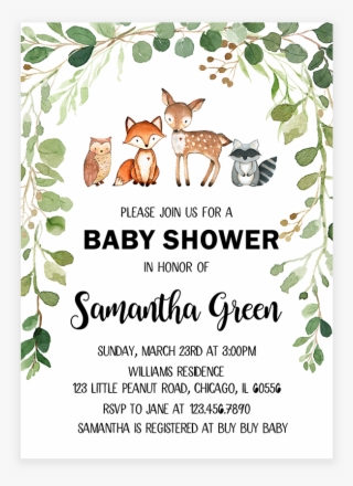 Baby Shower Invitation Printable - Woodlands Baby Shower Invites