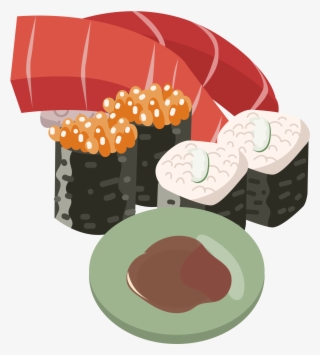 Sushi Salmon Caviar Cucumber Png And Vector Image - Vector Graphics