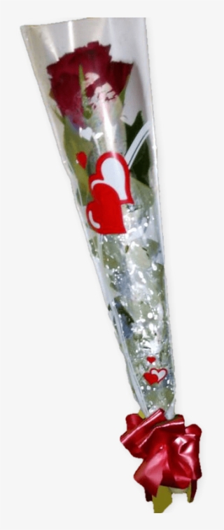 Single Red Rose In Water Tube In Heart-covered Bouquet