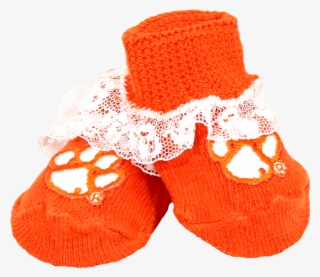 Clemson Lace-trimmed Baby Booties - Sock