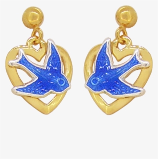 Bluebird Of Happiness Open Heart Ball Stud Earrings - Earrings