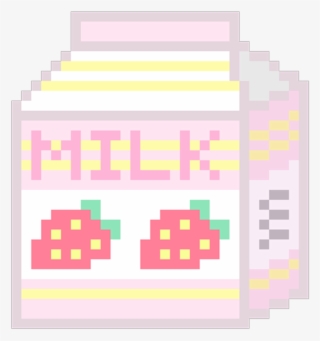 Kawaii Transparent Pixels - Strawberry Milk Pixel Art Transparent