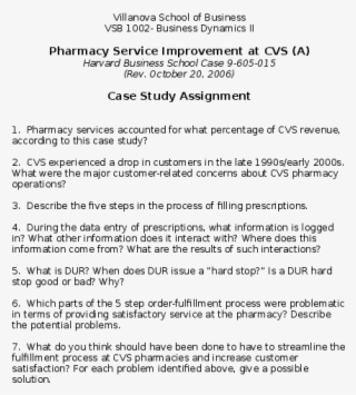 Pharmacy Service Improvement At Cvs A Case Study Assignment - Document