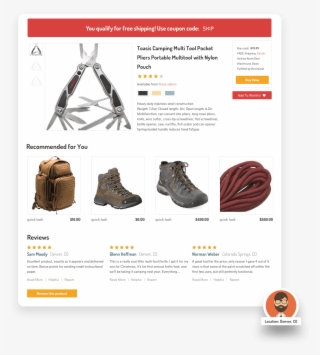 Product Recommendations On An Ecommerce Site Example - Web Page