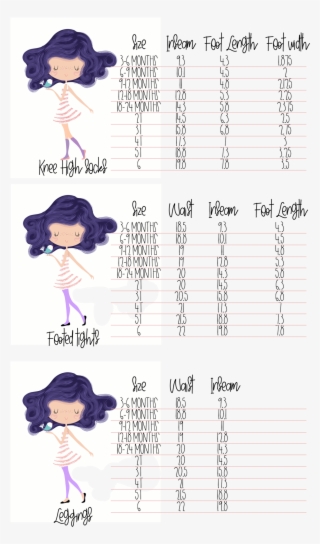 Size Guide For Knee High Socks And Tights - Doll