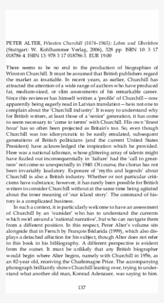 Review Of Peter Alter, Winston Churchill - Companions Of Diomedes Changed To Geese