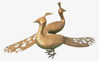 Solid Brass Male And Female Peacock Statues - American Black Duck