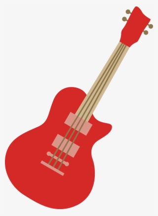 Bass Material Guitar Instrument Vector Musical Clipart - Acoustic Guitar Cartoon Red