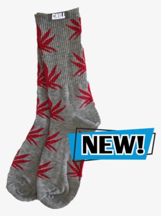 Chill Vibes Grey Red Leaf Socks - Sock