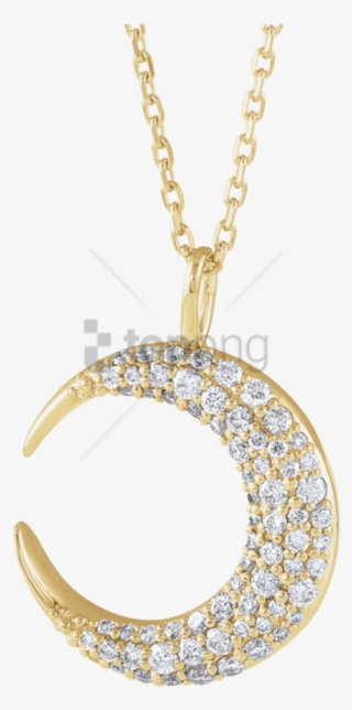 Free Png 14k Yellow Gold 1/3 Ctw Diamond Moon Necklace - Necklace