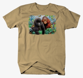 Baby Girlla And Baby Chimpanzee Sitting Jungle Shirt - T-shirt