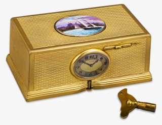Gold-plated Singing Bird Box And Clock - Box