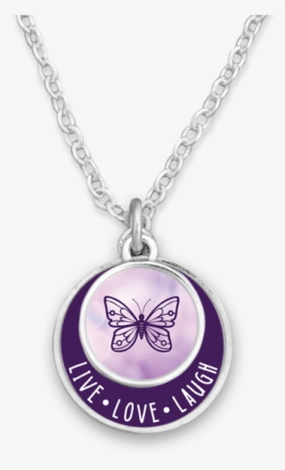 Live Laugh Love Butterfly Double Circle Necklace - Locket