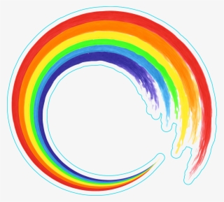 Rainbow Circle Brush Stroke Sticker - Circle Brush Stroke Rainbow
