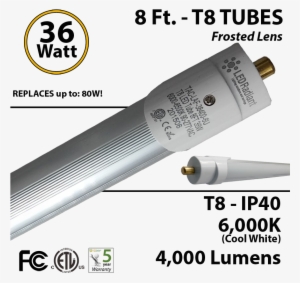 36 w replace 8ft fluorescent tube light 4000lm led - etl