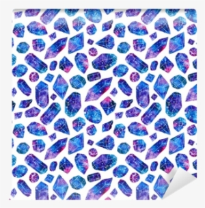 Watercolor Seamless Pattern With Galaxy Crystals Wall - Galaxy Crystal Background
