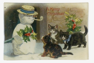 Snowman & Kittens Snowman & Kittens - Vintage Christmas Cat