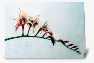Red Flower Vine Greeting Card - Fuchsia