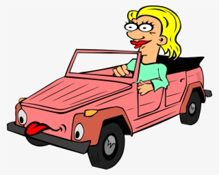 Girl Driving Cartoon Clip - Car Cartoon Png