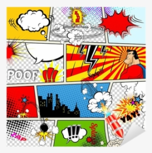 Vector Retro Comic Book Speech Bubbles Sticker • Pixers® - Comic Book Strip Background