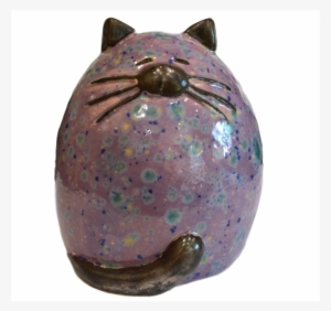 Ceramic Purple Fat Cat - Ceramic