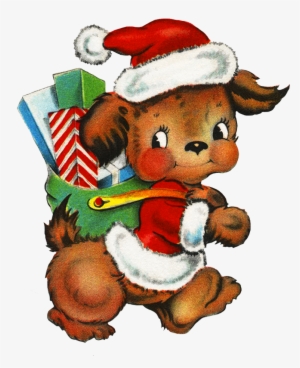 Cute Dog Delivering Christmas Presents - Clip Art