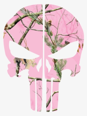 Pink Woods Camo Punisher Skull Rear Helmet Reflective