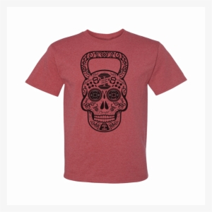 Day Of The Dead Skull Kettlebell Distressed Style Shirt - Skull