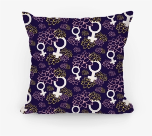 Female Symbol And Lotus Flowers Purple Pattern Pillow