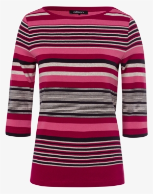 T-shirt Varied Stripe Pattern - Frank Walder Longsleeve Rose - Ronde Hals