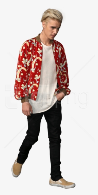 Free Png Justin Bieber Dressed In A Red Shirt Png Images - Walking