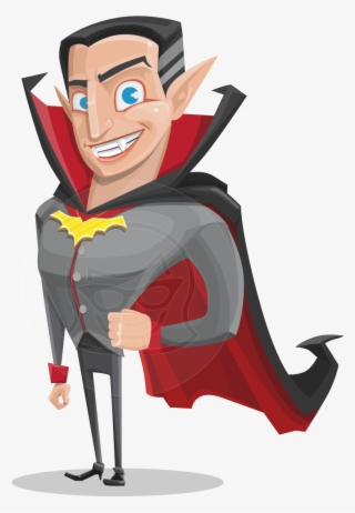 Funny Vampire Man Vector Cartoon Character - Cartoon Muscular Vampire