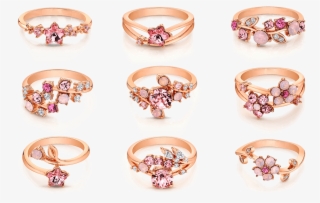 One Of Nine Rose Gold-plated Cherry Blossom Rings Each - Body Jewelry