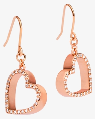 Rose Gold Heart Drop Earrings With Swarovski Crystals - Earrings